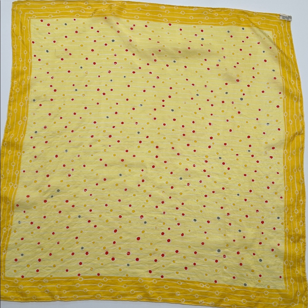 Vintage VERA  Neumann Yellow Silk Scarf very early, 1940’s soft & sheer dots
